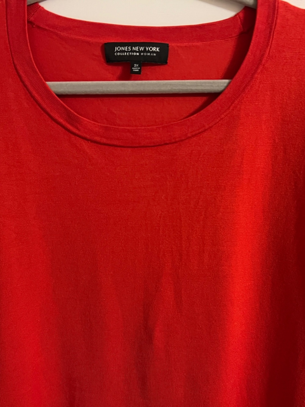 Jones New York Bright Red Silk/Nylon Short Sleeve Crewneck Tee